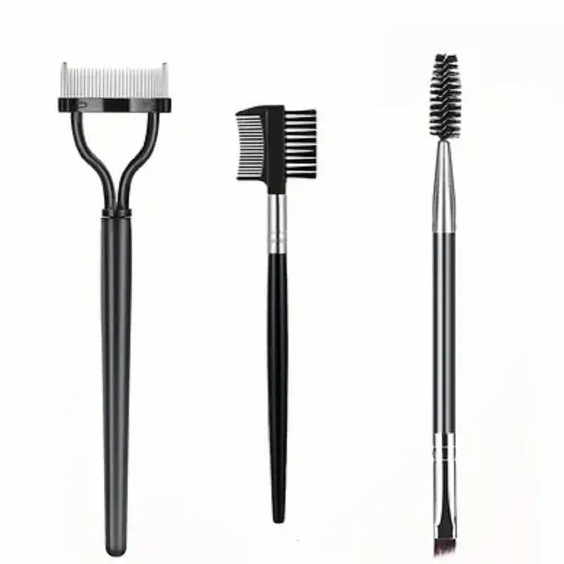 Stainless Steel Eyebrow Curler Eyelash Steel Needle Comb Three-piece Eyebrow Brush and Comb Cutter Set Beauty Tools