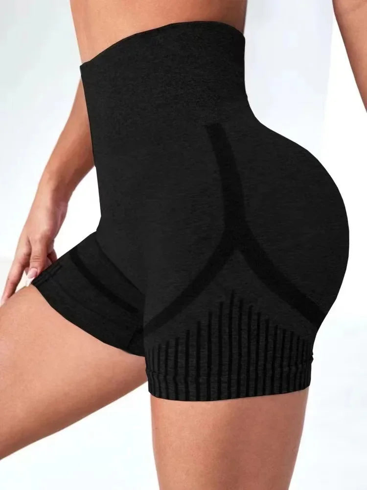 Women's high waisted fitness yoga and exercise shorts.