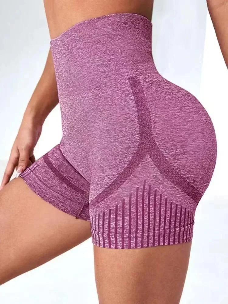 Women's high waisted fitness yoga and exercise shorts.