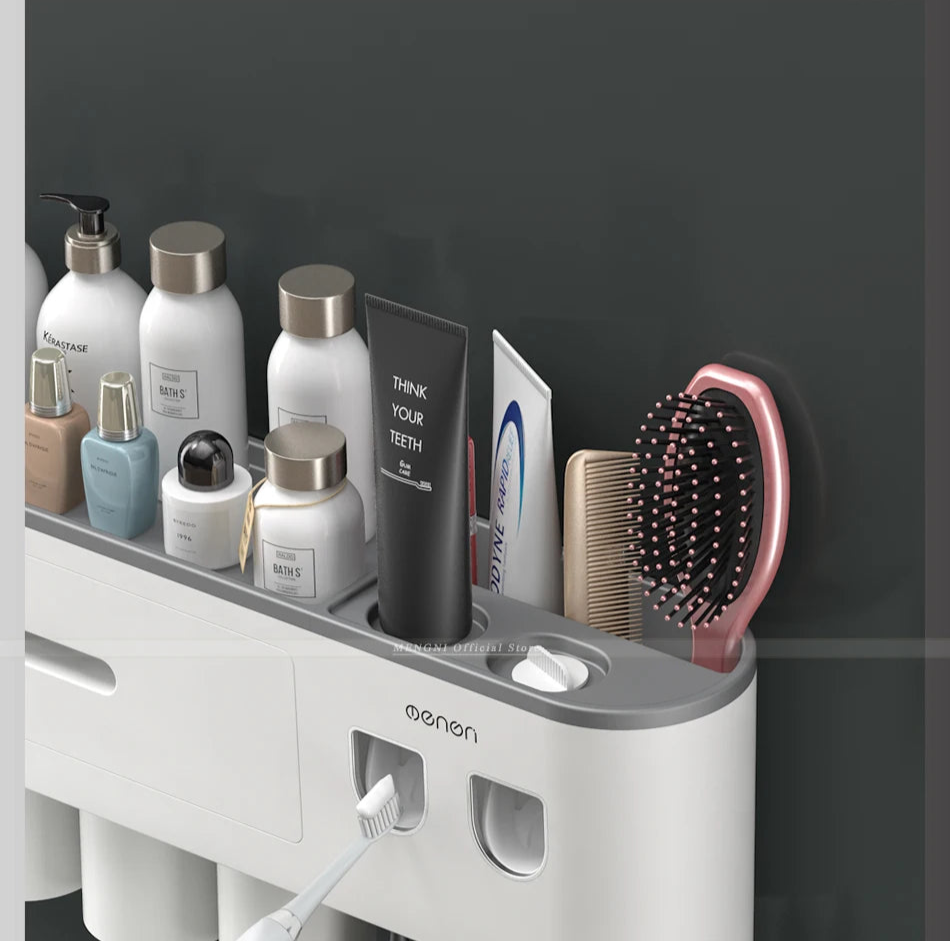 Magnetic Wall-Mounted Toothbrush Holder & Dispenser