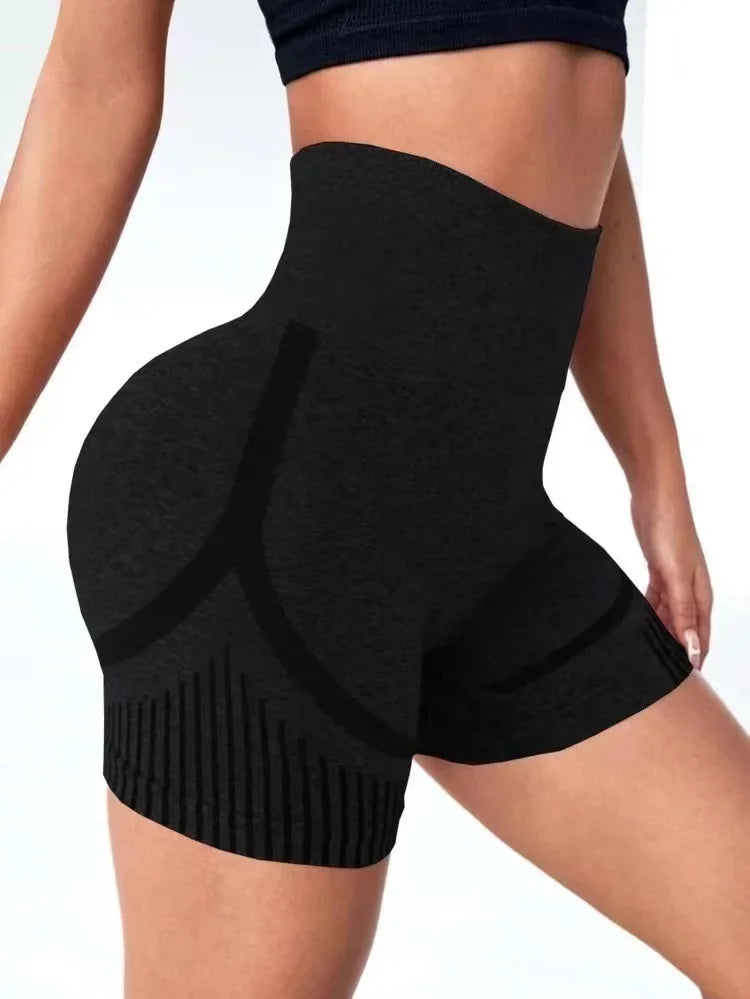 Women's high waisted fitness yoga and exercise shorts.