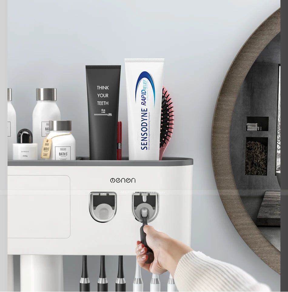 Magnetic Wall-Mounted Toothbrush Holder & Dispenser