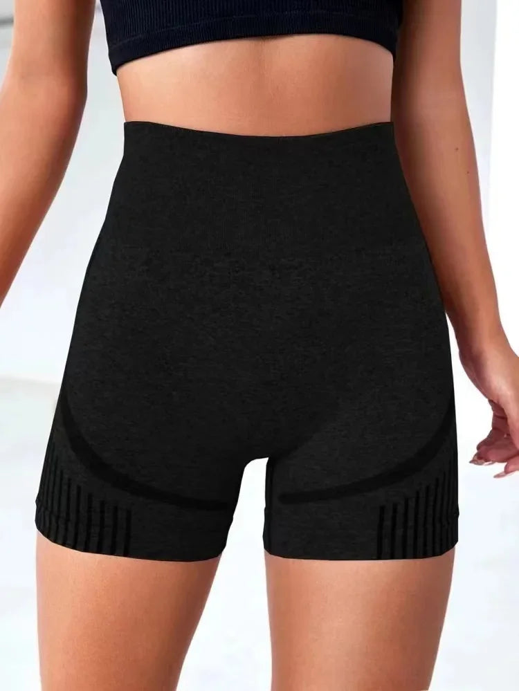 Women's high waisted fitness yoga and exercise shorts.