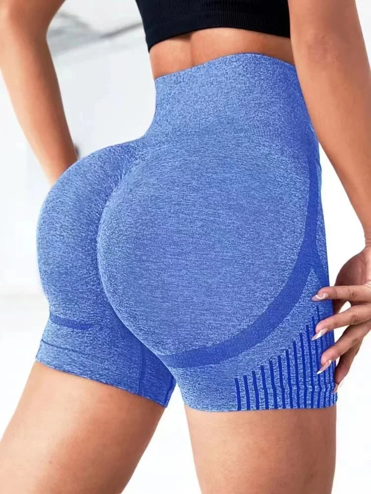 Women's high waisted fitness yoga and exercise shorts.