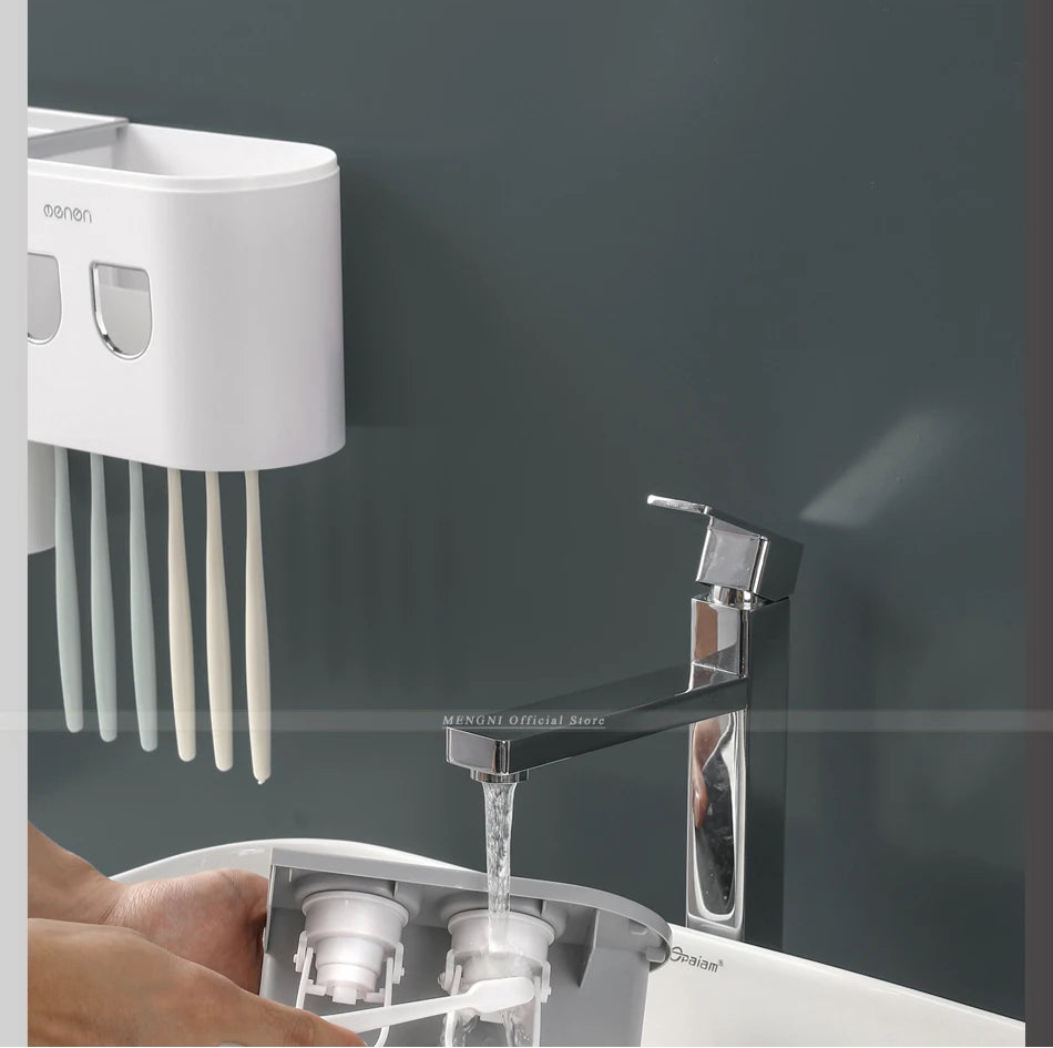 Magnetic Wall-Mounted Toothbrush Holder & Dispenser