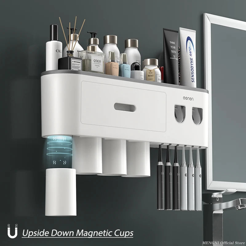 Magnetic Wall-Mounted Toothbrush Holder & Dispenser