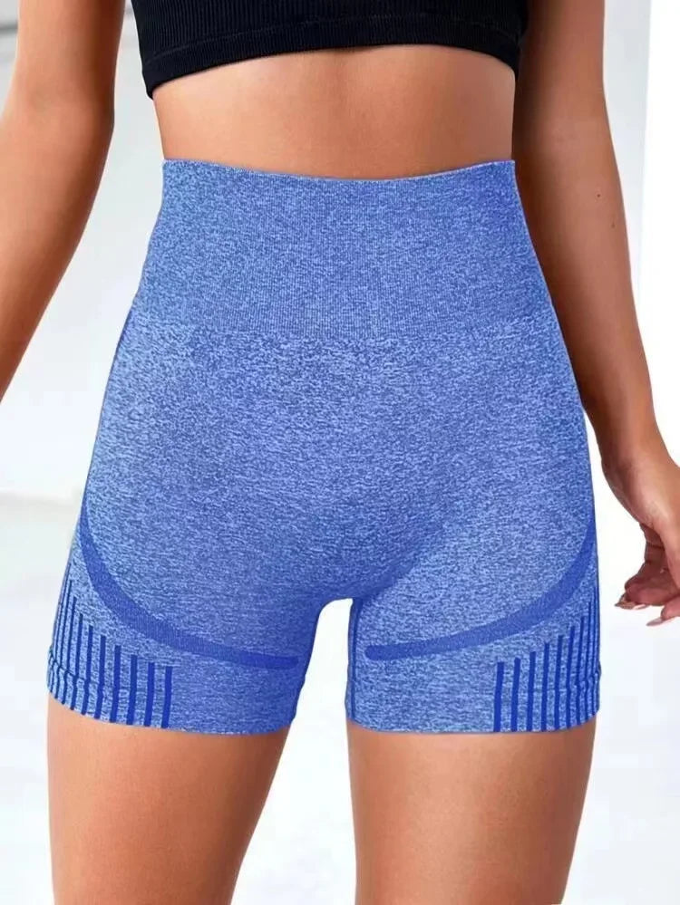 Women's high waisted fitness yoga and exercise shorts.