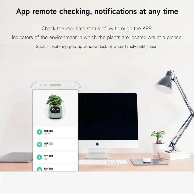 Ivy PlantaLux Intelligent Pot Endless Fun Over 49 Rich Expressions 7 Smart Sensors And AI Chips Make Raising Plants Easy And Fun