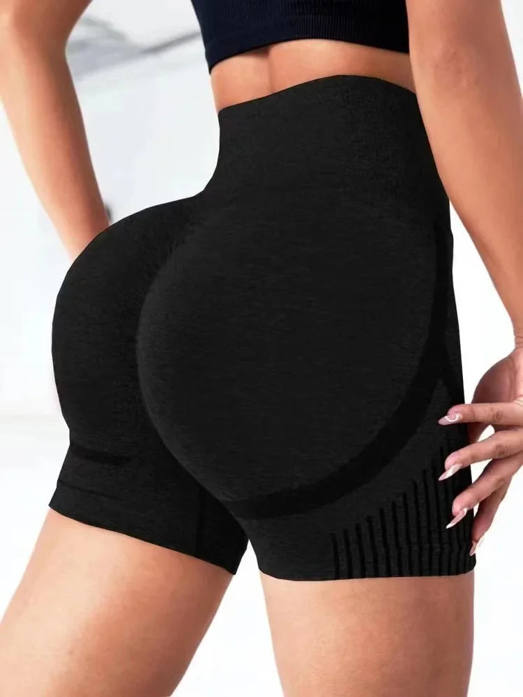 Women's high waisted fitness yoga and exercise shorts.