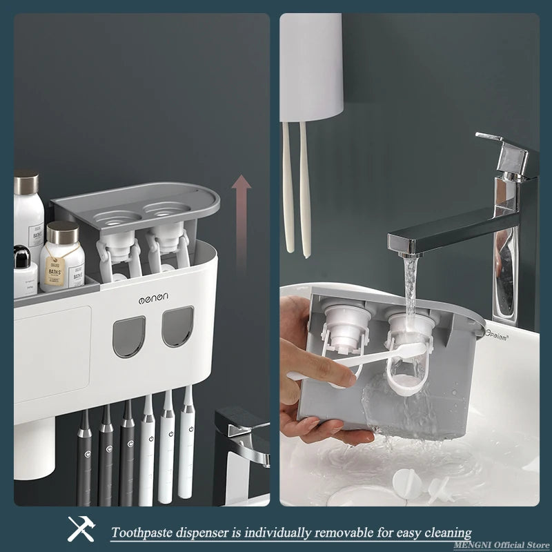 Magnetic Wall-Mounted Toothbrush Holder & Dispenser